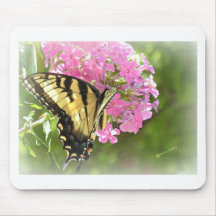 Pink Flower and Butterfly Mouse Pads
