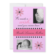Pink flower baby girl announcement