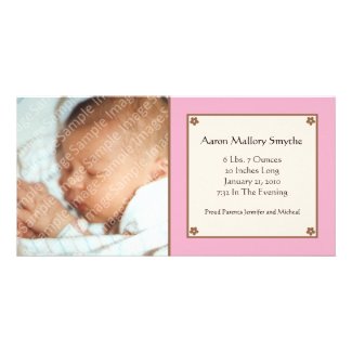 Pink Flower Baby Photo Card photocard
