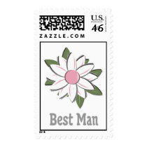 Pink Flower Best Man Stamps