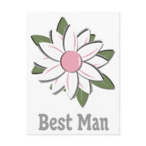 Pink Flower Best Man Post Cards