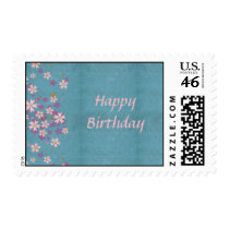 Pink Flower Birthday Postage stamps