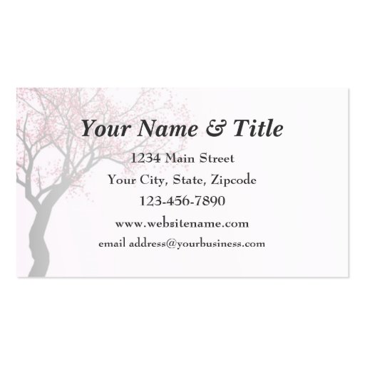 Pink Flower Blossom Tree Business Card (back side)