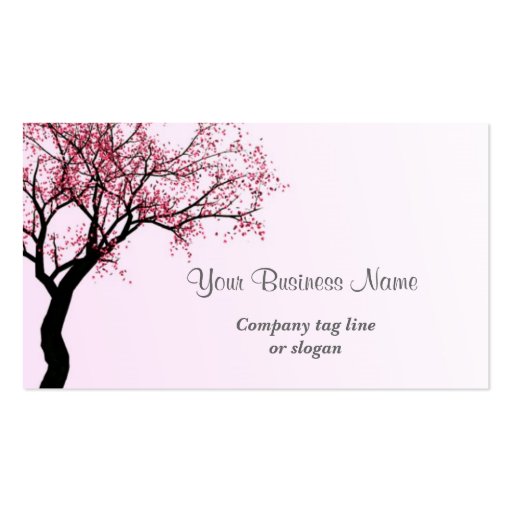 Pink Flower Blossom Tree Business Card (front side)