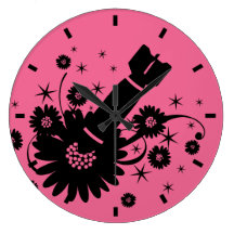 Pink Flower Bomb Round Wall Clocks