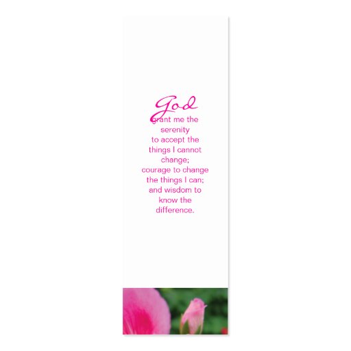Pink Flower Bookmark Gift Business Card (back side)