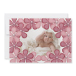 Pink Flower Border Photo Card Custom Invitations