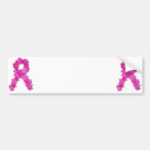 Pink Flower Breast Cancer Awareness Ribbon Bumper Sticker