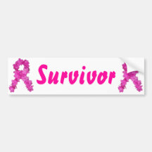 Pink Flower Breast Cancer Awareness Ribbon Bumper Sticker