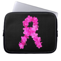 Pink Flower Breast Cancer Awareness Ribbon Laptop Sleeves
