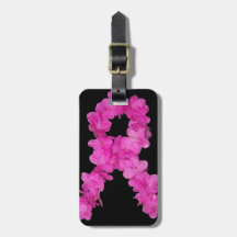 Pink Flower Breast Cancer Awareness Ribbon Tags For Luggage