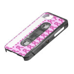 Pink Flower Breast Cancer Ribbon Cassette iPhone 5 Case