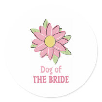 Pink Flower Bride Dog stickers