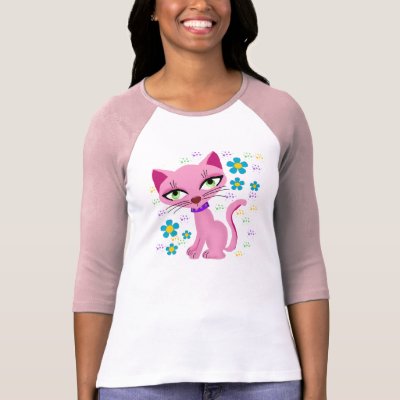 Pink Flower Cat ( gatto) T Shirts by nextstopitaly