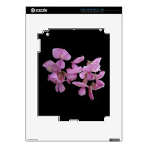 Pink flower cluster on black background skins for iPad 2