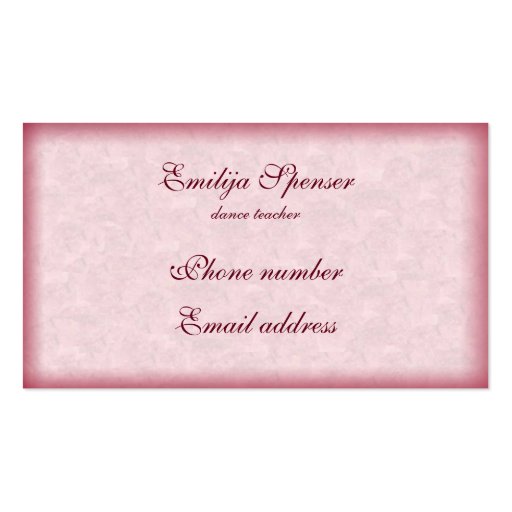 Pink Flower Couple Dance Studio Business Card (back side)