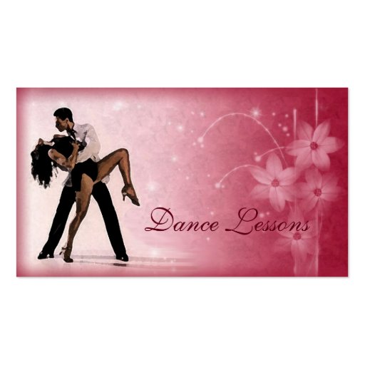 Pink Flower Couple Dance Studio Business Card (front side)