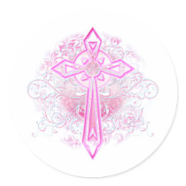 Pink Flower Cross stickers