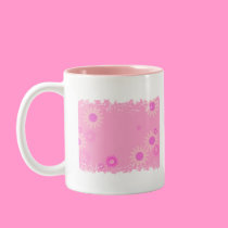 Pink Flower Distressed Border - 2-sided Ringer Mug by eelkat Pink Flower Distressed Border - 2-sided Ringer Mug
