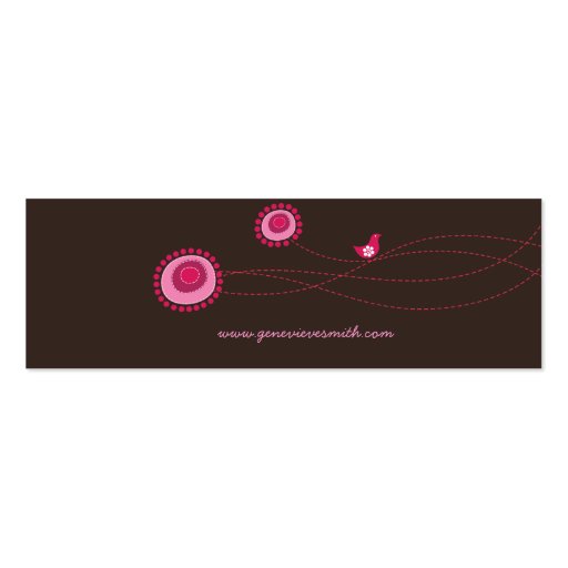 Pink Flower Dots and Happy Bird Fun Profile Card / Business Card Template (back side)