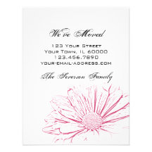 Pink Flower Effect Change of Address Custom Invite