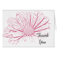 Pink Flower Effect Wedding Bridesmaid Thank You Card