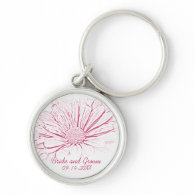 Pink Flower Effect Wedding Keychain