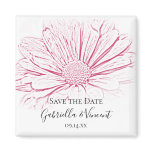 Pink Flower Effect Wedding Save the Date Magnet