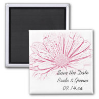 Pink Flower Effect Wedding Save the Date Magnet