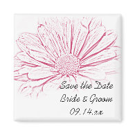 Pink Flower Effect Wedding Save the Date Magnet