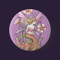 Pink Flower Fairy Art buttons