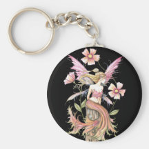 Pink Flower Fairy Art Key Chains