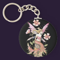 Pink Flower Fairy Art keychains