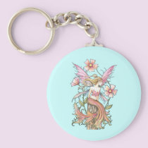 Pink Flower Fairy Art keychains