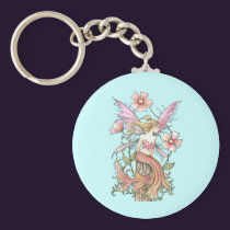 Pink Flower Fairy Art keychains