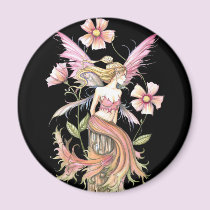 Pink Flower Fairy Art magnets