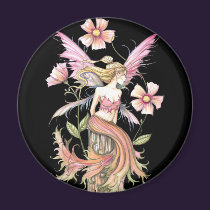 Pink Flower Fairy Art magnets