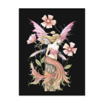 Pink Flower Fairy Art postcards