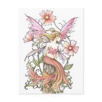 Pink Flower Fairy Art postcards
