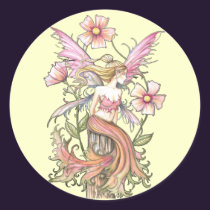 Pink Flower Fairy Art stickers