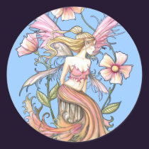 Pink Flower Fairy Art stickers
