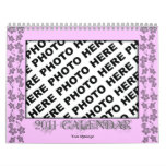 Pink Flower Frame Add Photo Calendar 2011 Template