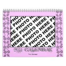Pink Flower Frame Add Photo Calendar 2011 Template