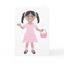 Pink Flower Girl Greeting Card