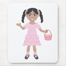 Pink Flower Girl Mouse Pads