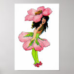 Pink Flower Girl Print