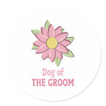 Pink Flower Groom Dog stickers