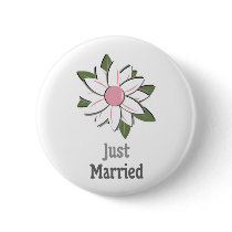 Pink Flower Groom Just Married buttons