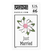 Pink Flower Groom Just Married postage