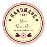 Pink Flower Handmade By Personalised Stickers